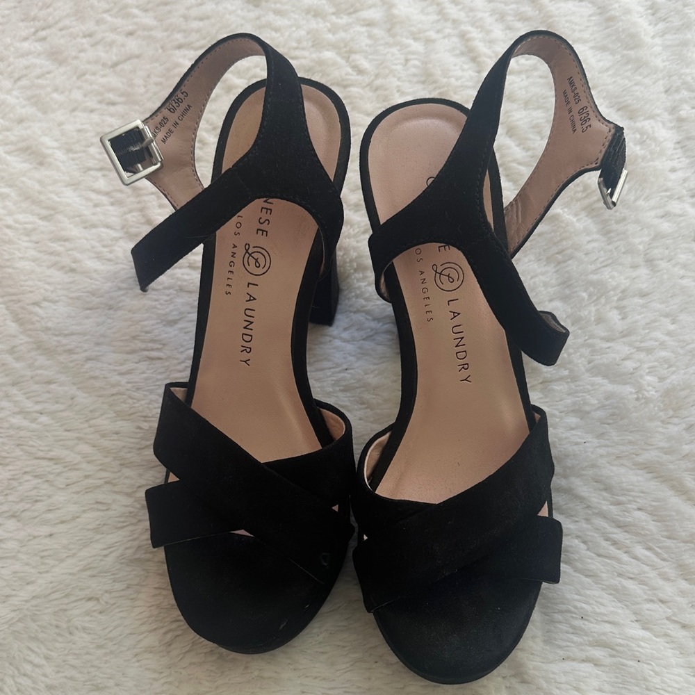 Chinese Laundry Black Strappy Heels